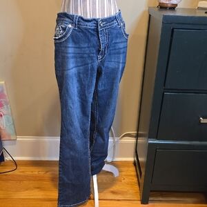 Paisley Sky Dark Blue Boot Cut Jeans